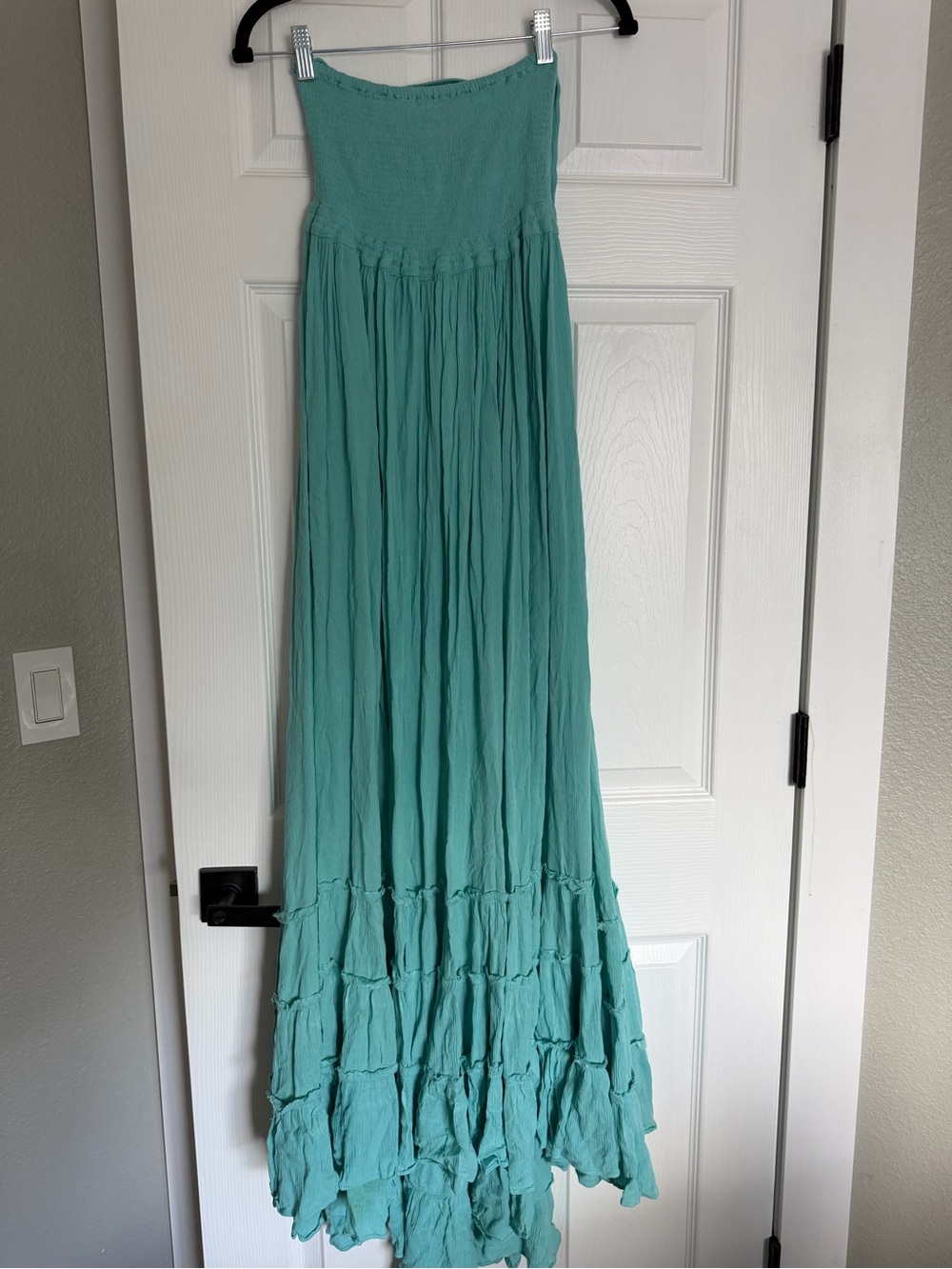 Free People Turquoise Pleated Gauze Dress